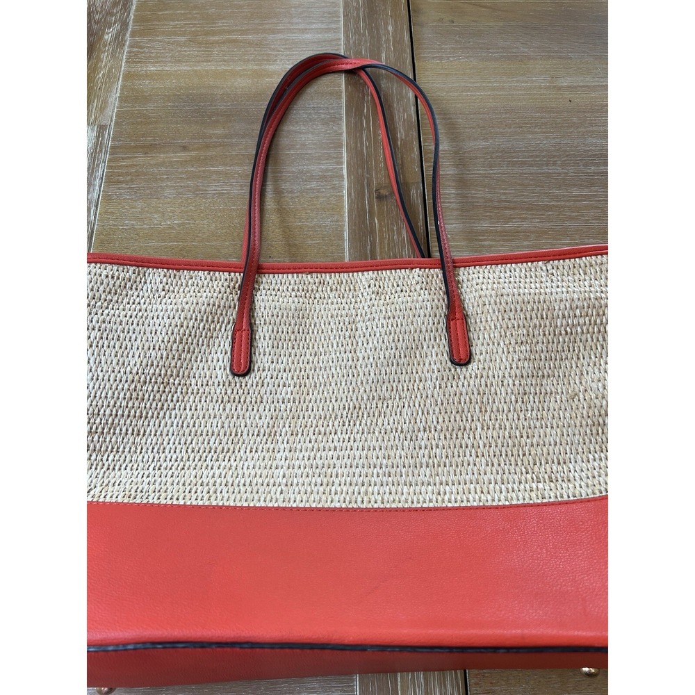 IZZY AND ALI Orange CHIC STRAW Large Tote PURSE Handbag - Picture 2 of 7
